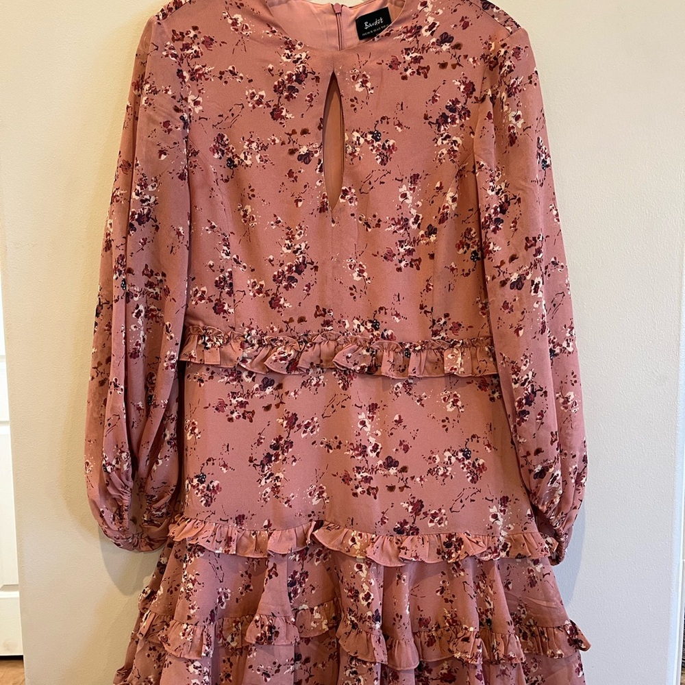 Nordstrom Floral Pink Midi Dress with Ruffles